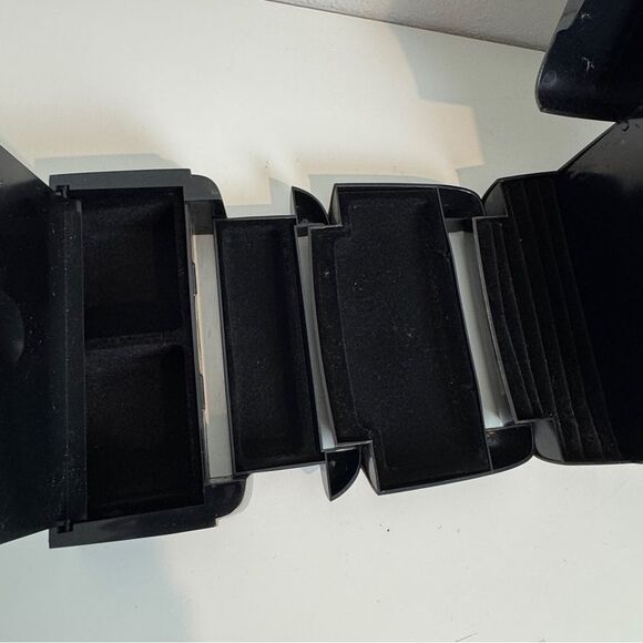 Vintage The Jewel Kit Large Folding Black Jewelry Box Mirror 80s - Picture 3 of 10